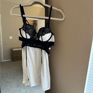 Black & White Lingerie Slip Dress